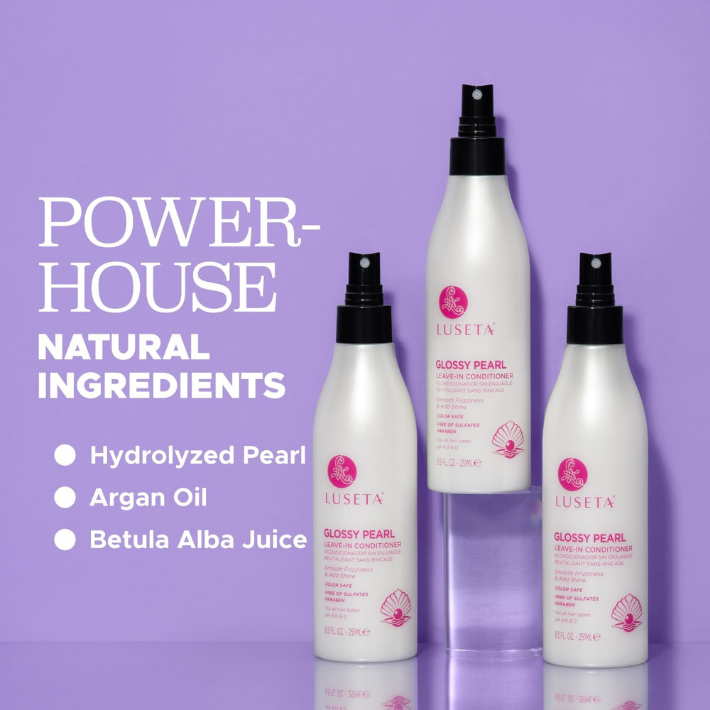 Luseta Glossy Pearl hair-application on damp hair aids detangling and moisture