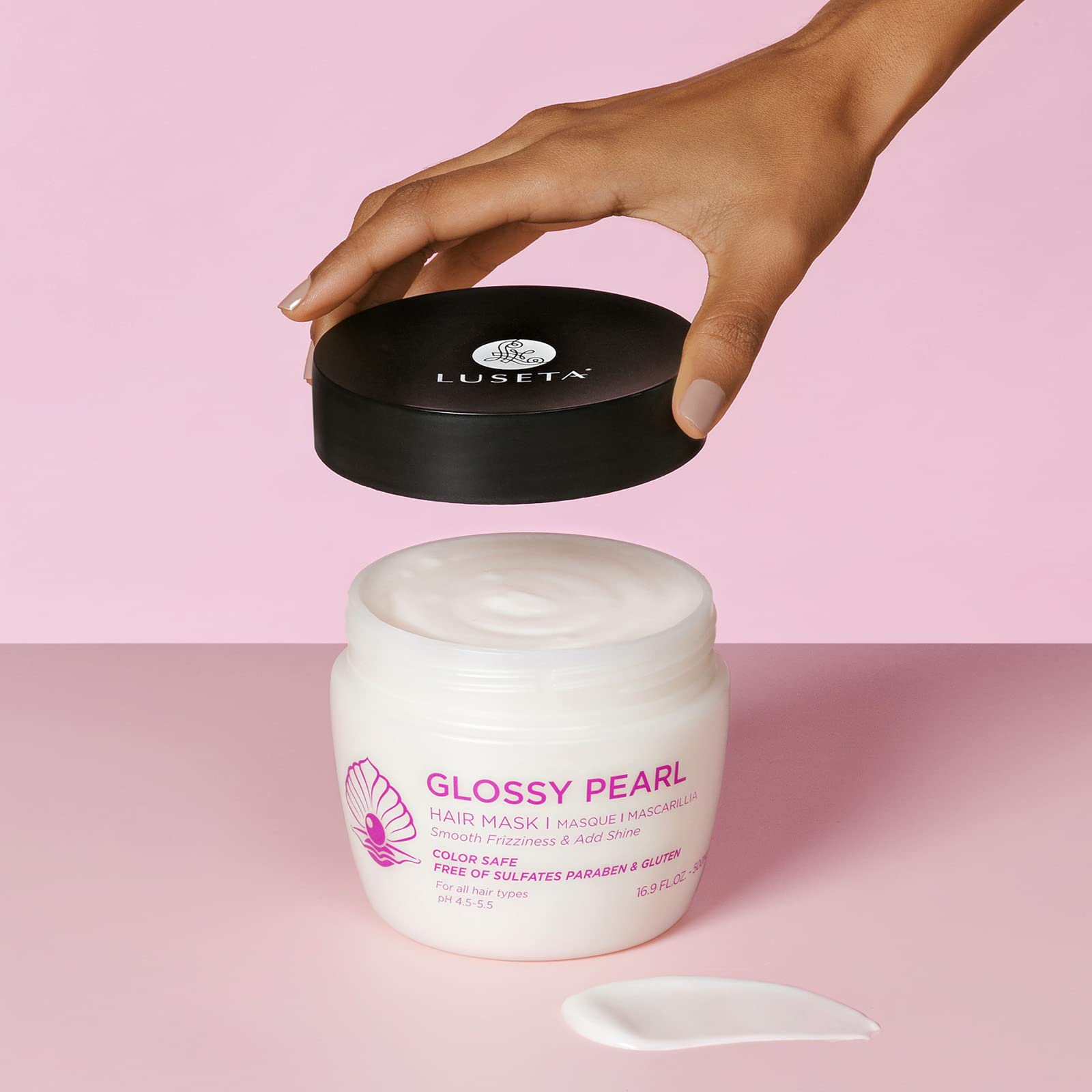 Luseta Glossy Pearl Hair Mask pearl-extract close-up highlighting hydration