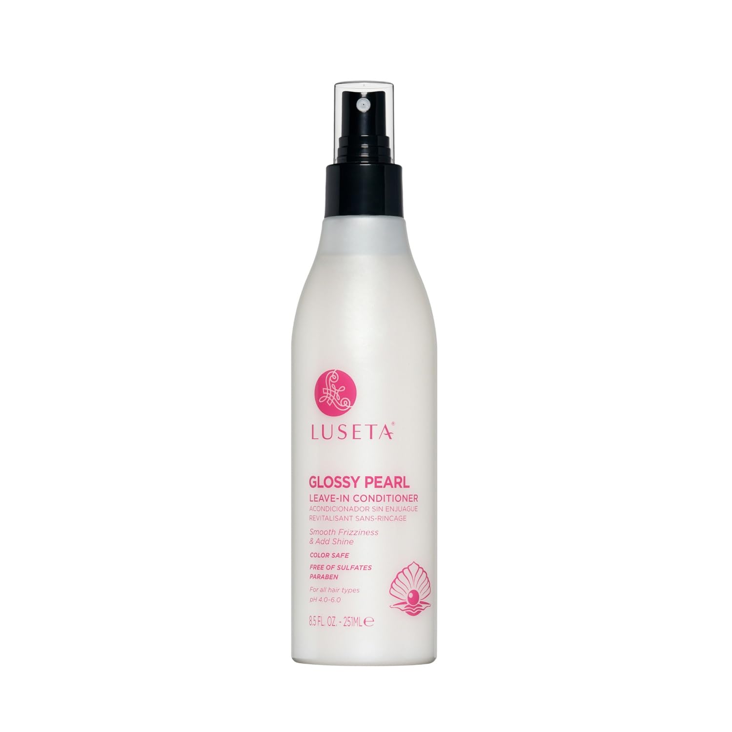 Luseta Glossy Pearl leave-in bottle delivers deep hydration for silky hair shine