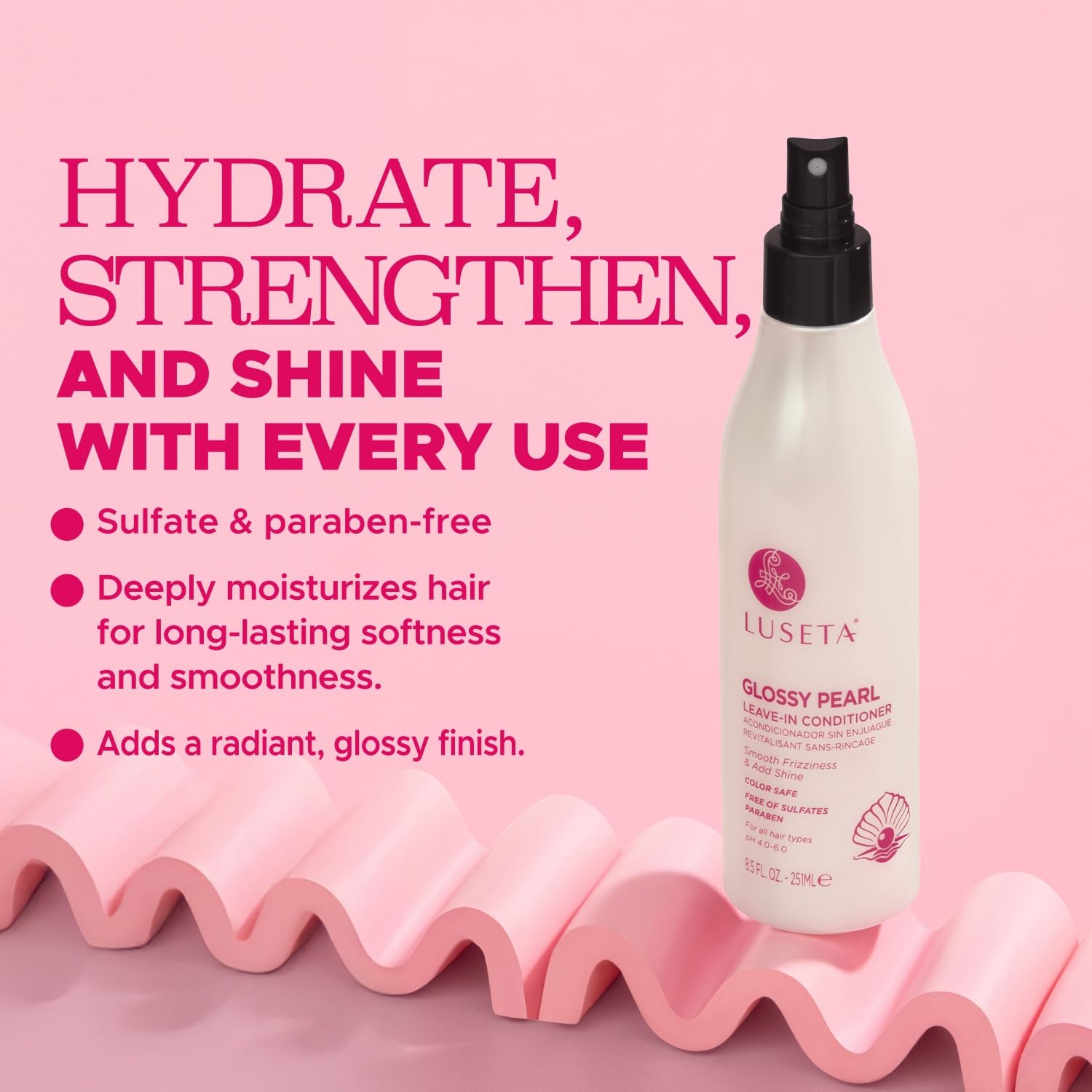 Luseta Glossy Pearl leave-in pump demonstrates easy application and smooth finish