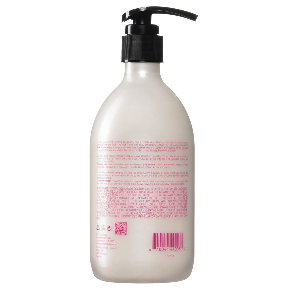 Luseta Glossy Pearl Shampoo bathroom setting for daily nourishing routine.