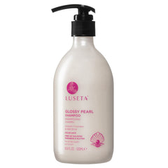 Luseta Glossy Pearl Shampoo bottle front highlights shine-boosting formula.