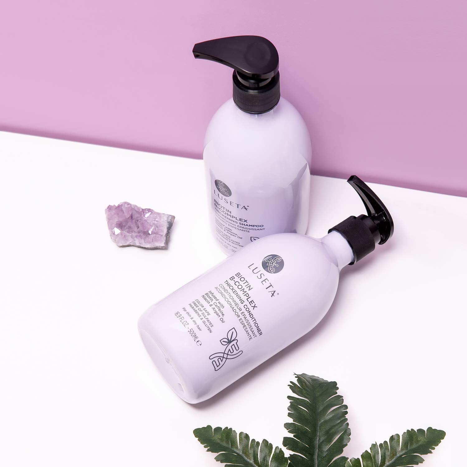 L LUSETA hair-growth-set-box-front showcases dual shampoo and conditioner for all hair types.