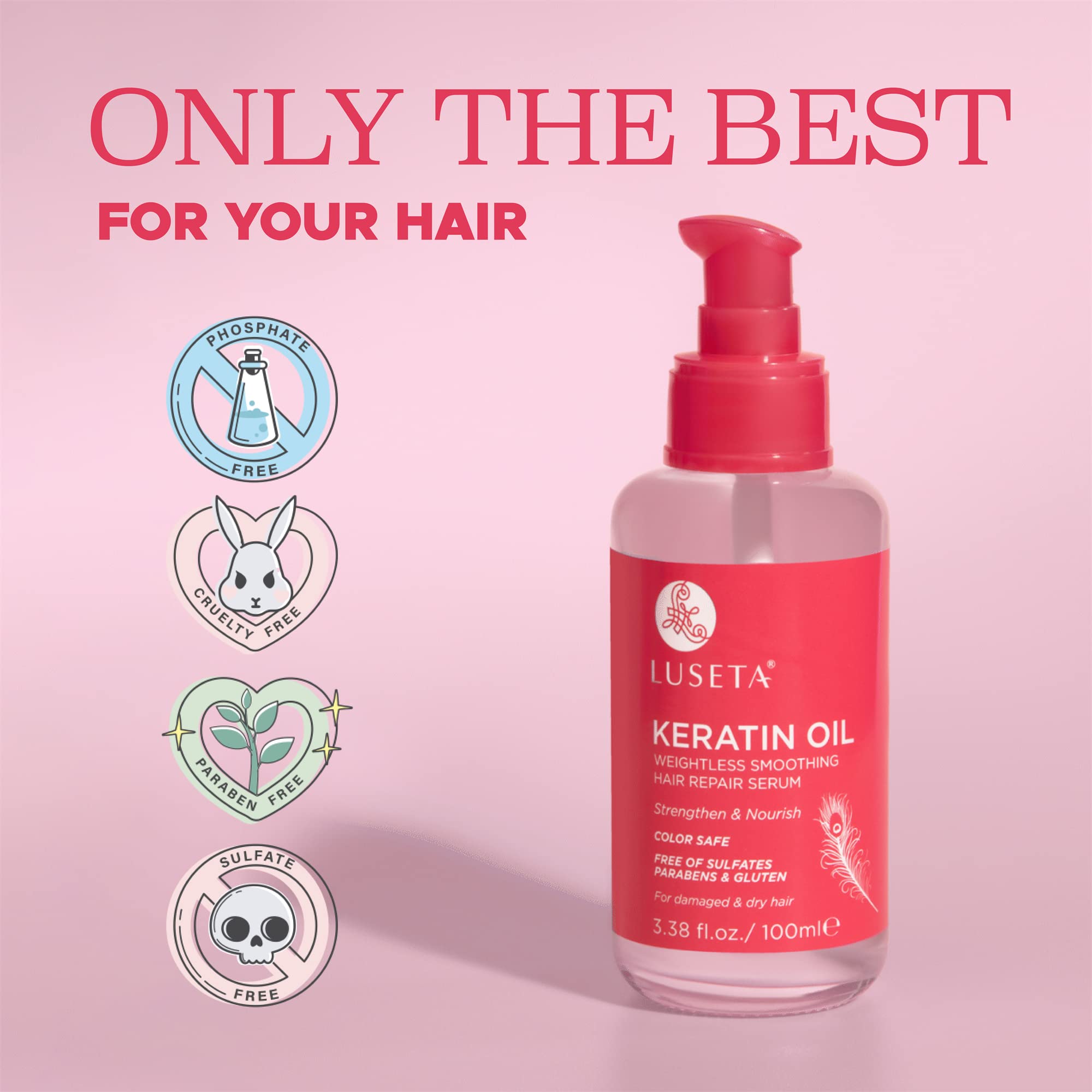 Luseta Keratin Hair Oil Serum applied from mid to ends to reduce frizz
