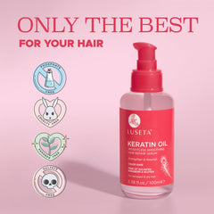 Luseta Keratin Hair Oil Serum applied from mid to ends to reduce frizz