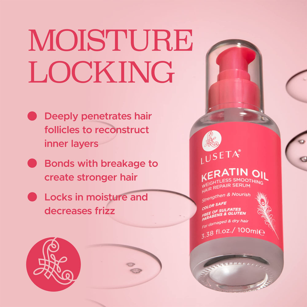 Luseta Keratin Hair Oil Serum provides soft, glossy shine