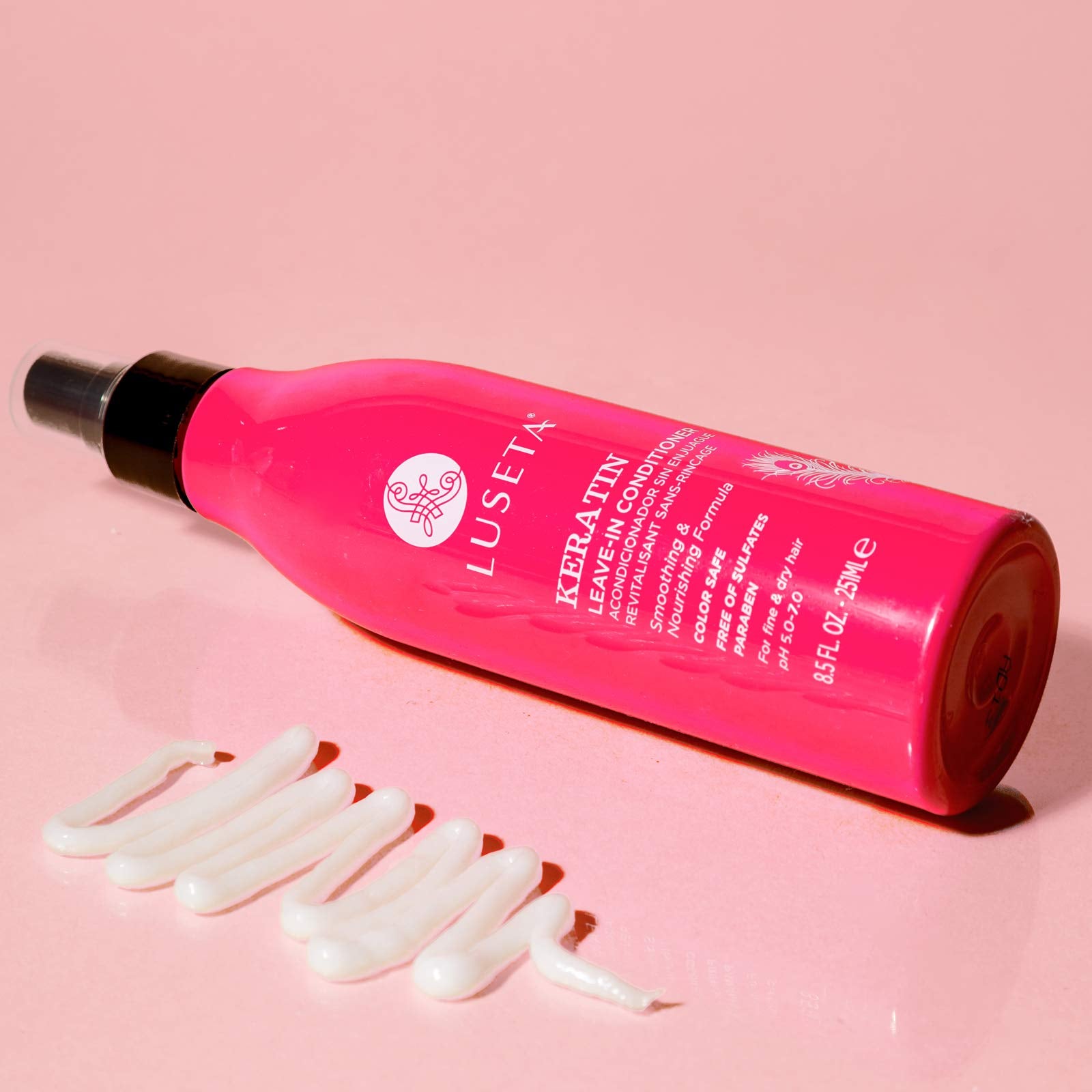 Luseta Keratin Leave-In Conditioner smooth hair closeup with shiny strands