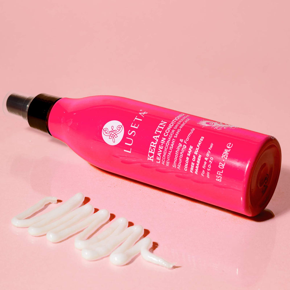 Luseta Keratin Leave-In Conditioner smooth hair closeup with shiny strands