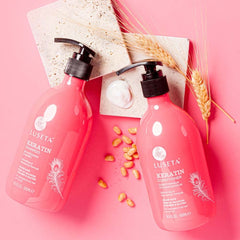 L LUSETA Keratin Set packaging showcases color-safe, sulfate-free hair care.