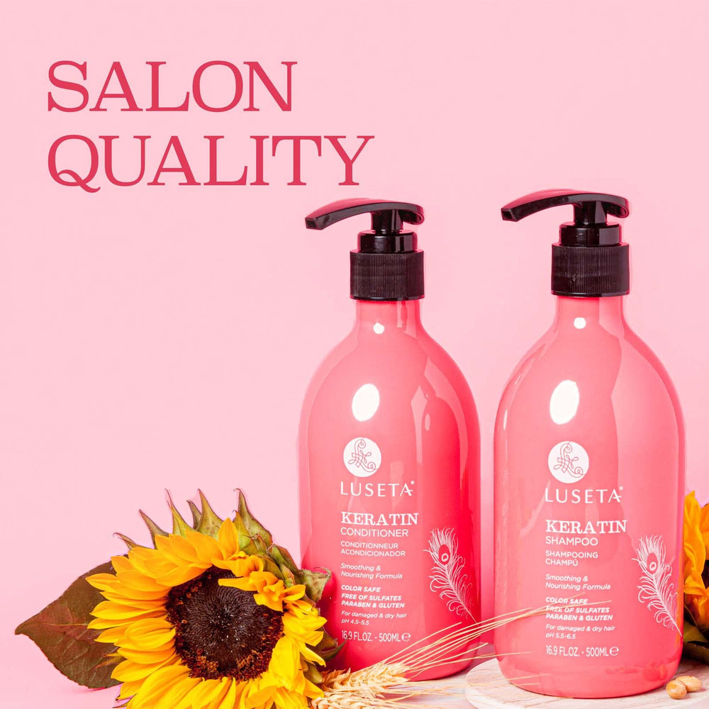 Luseta keratin shampoo lather on hand showing creamy cleansing.