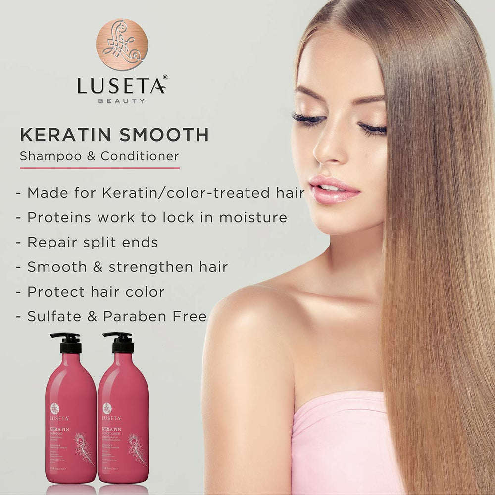 Luseta Keratin Smooth Conditioner bottle for detangling and moisture.