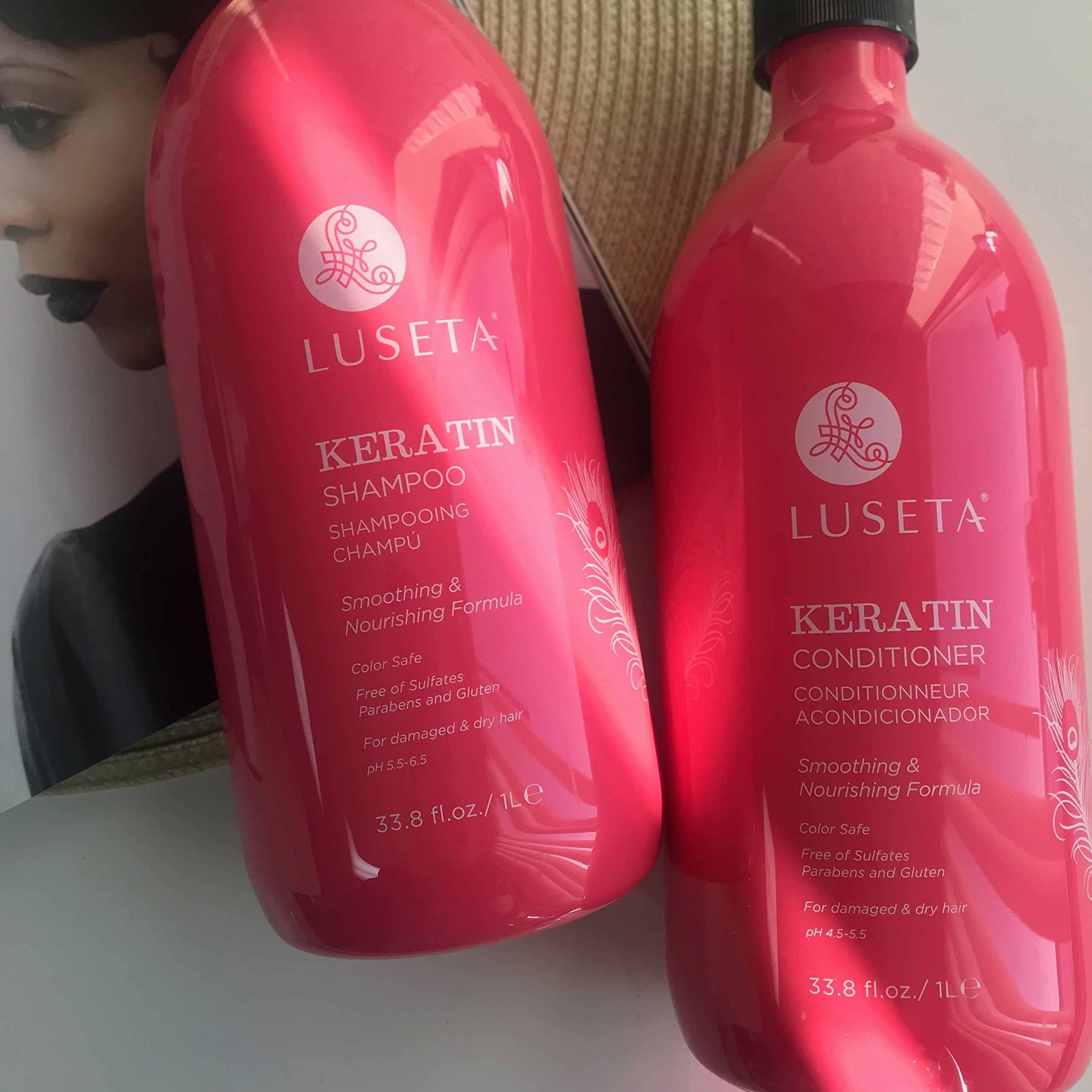 Damaged hair before and after Luseta Keratin Smooth smoothing treatment.