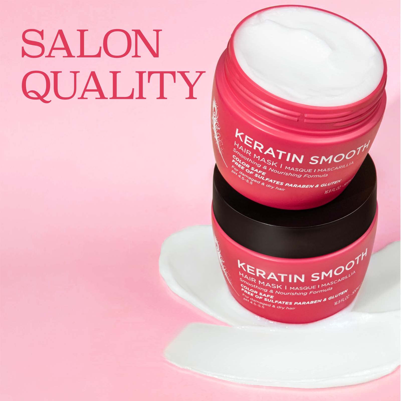 L Luseta Keratin Smooth Hair Mask application demonstrates easy, even distribution on damp hair.