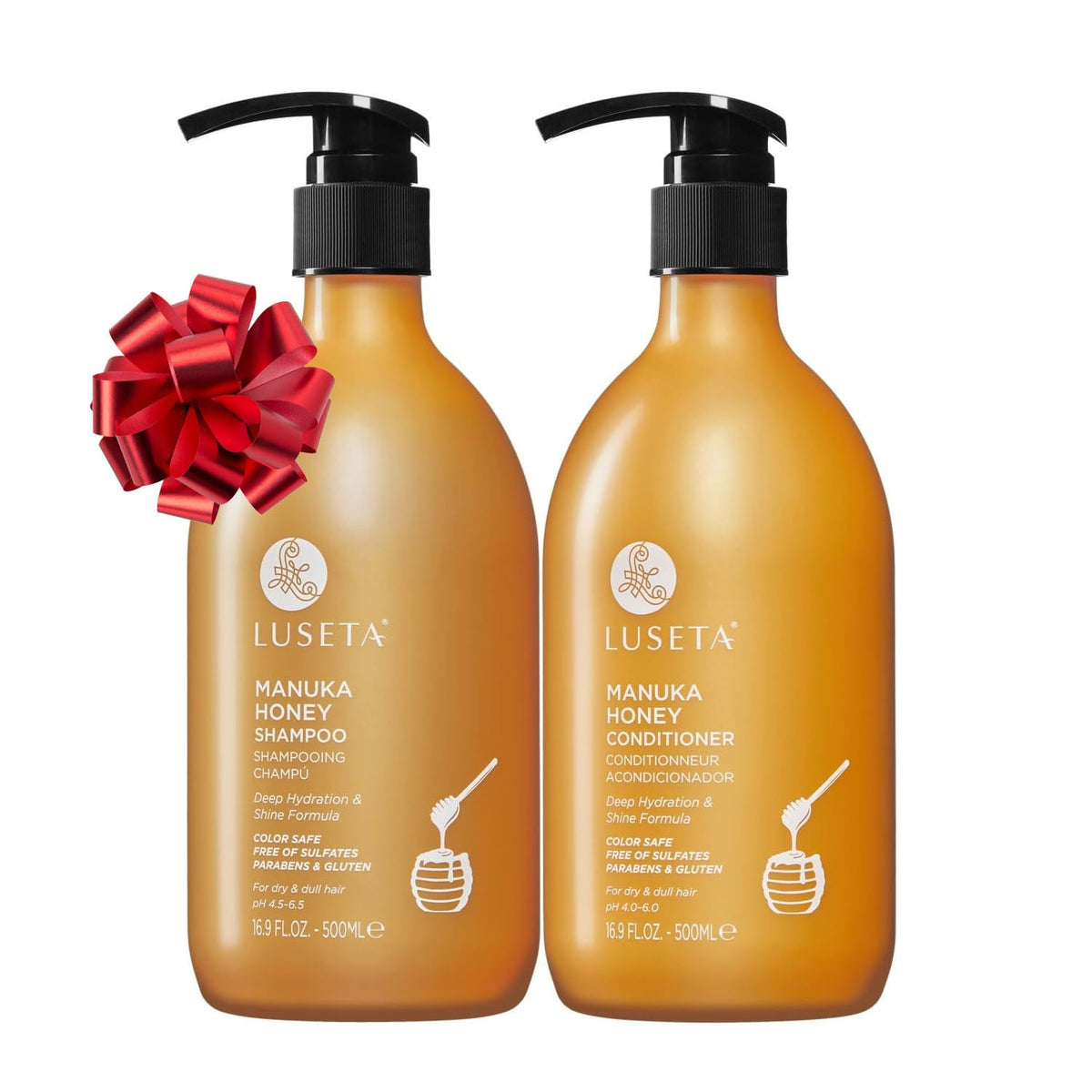 Luseta Manuka Honey Shampoo bottle promotes hydration and smoothness.