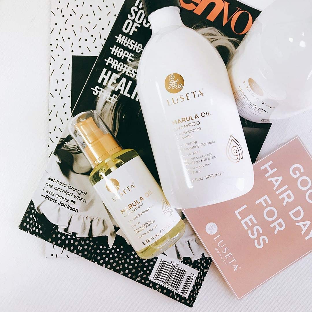 L Luseta Marula Oil hair texture after wash shows sleek shine