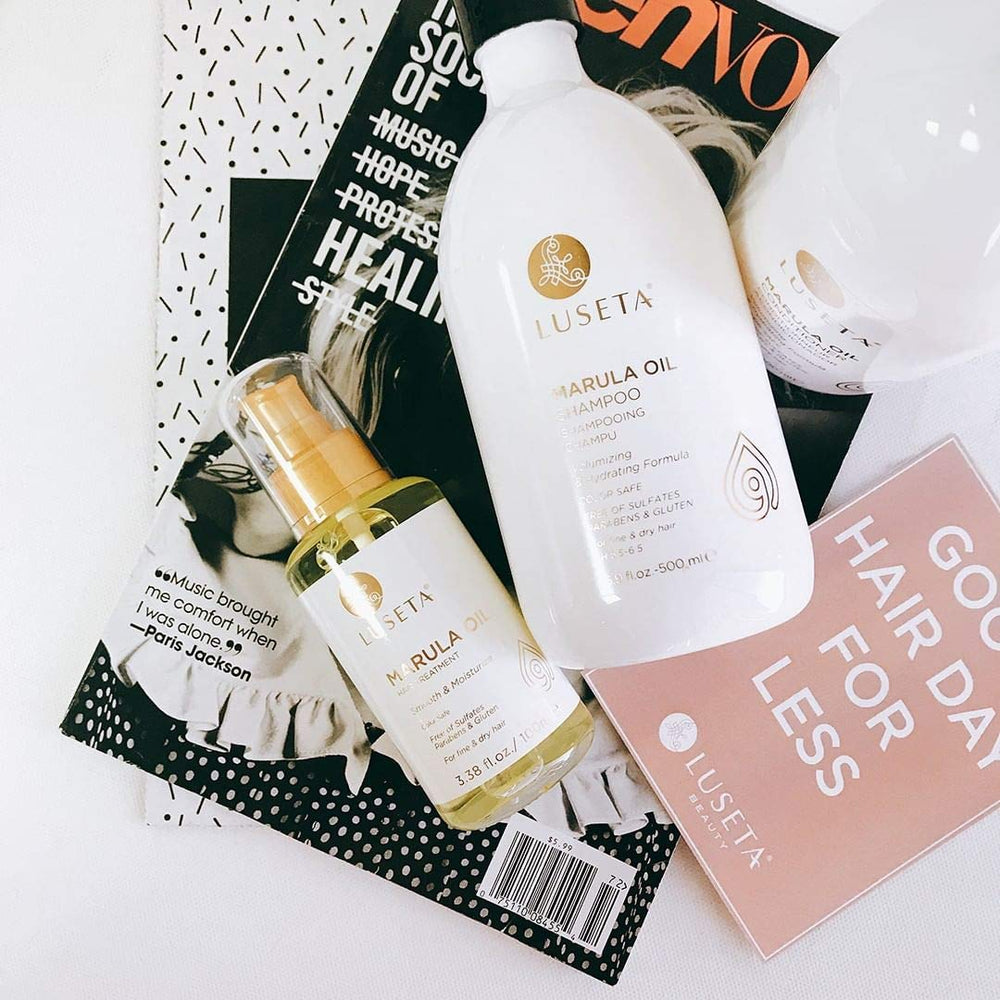 L Luseta Marula Oil hair texture after wash shows sleek shine