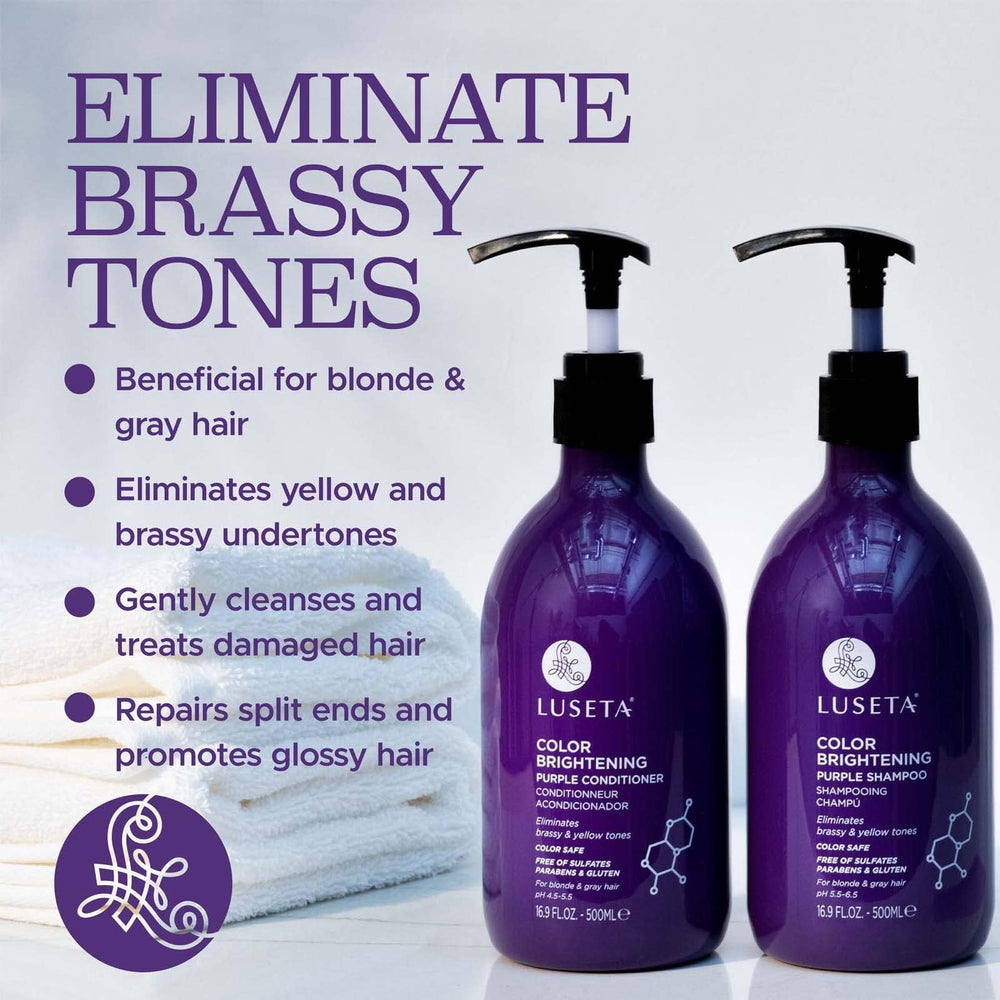 Luseta purple conditioner bottle front highlights conditioning for damaged, curly hair.