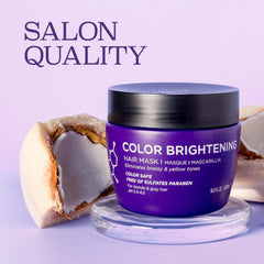 Luseta Purple Hair Mask application on damp hair adds shine without dulling.