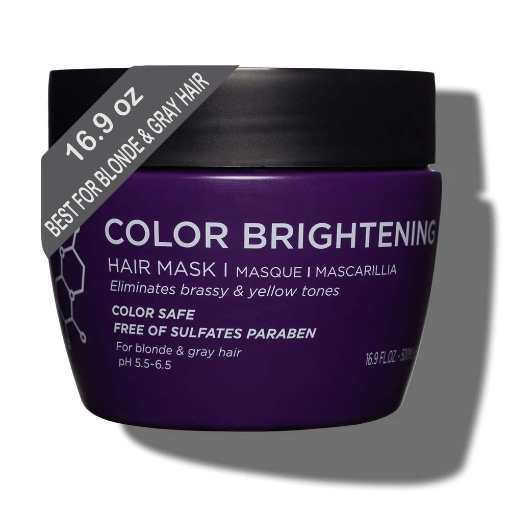 Luseta Purple Hair Mask bottle pour demonstrates color-brightening hydration.