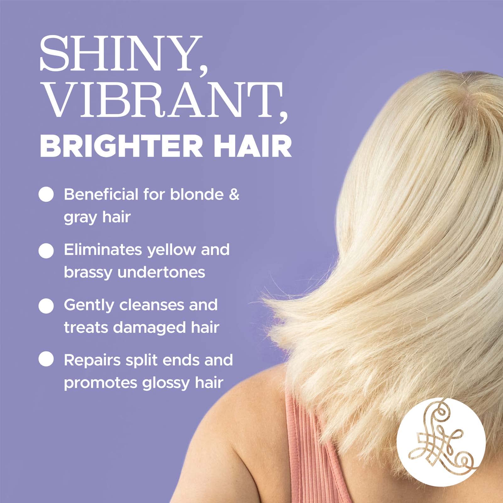 Luseta Purple Hair Mask in shower scene supports color-care for blond and gray.