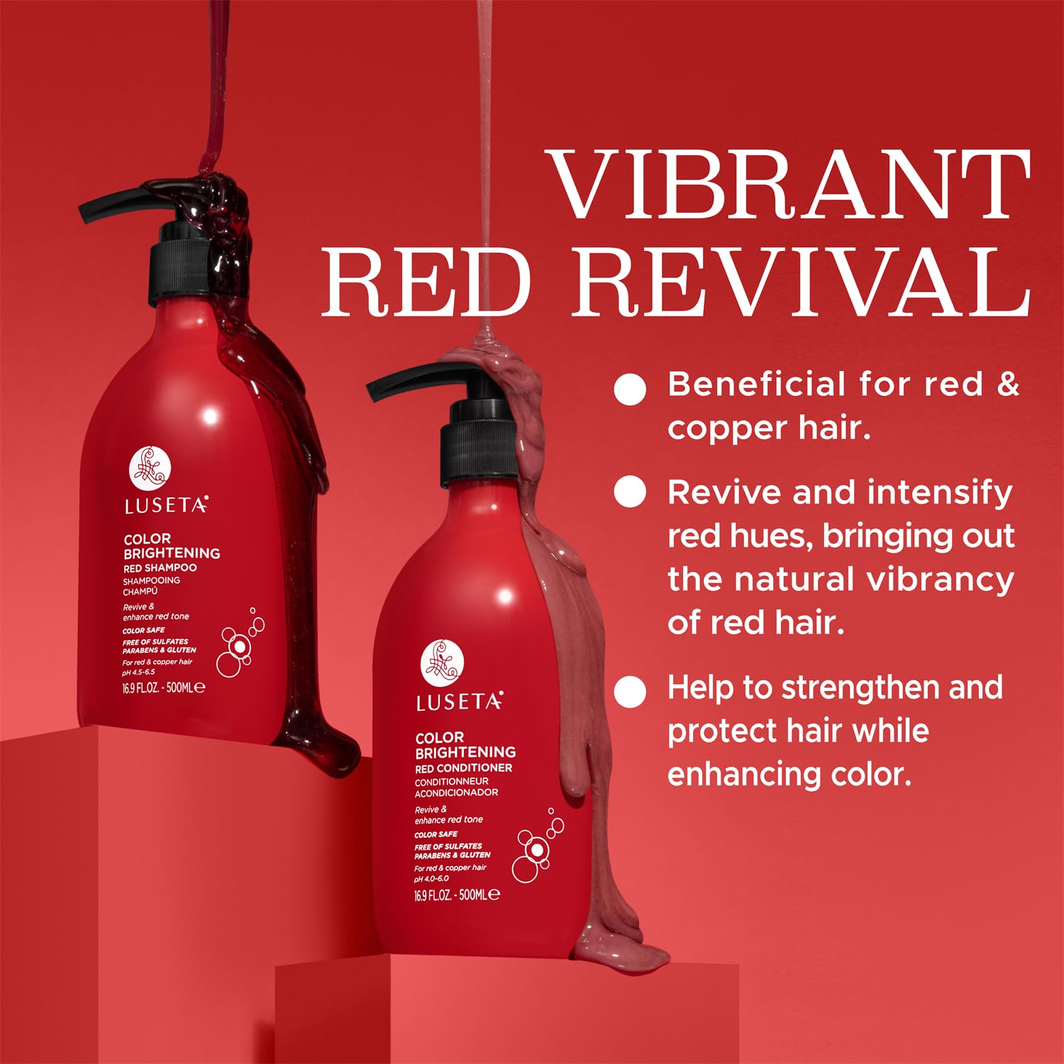 Luseta red hair color-brilliance close-up emphasizing long-lasting red radiance