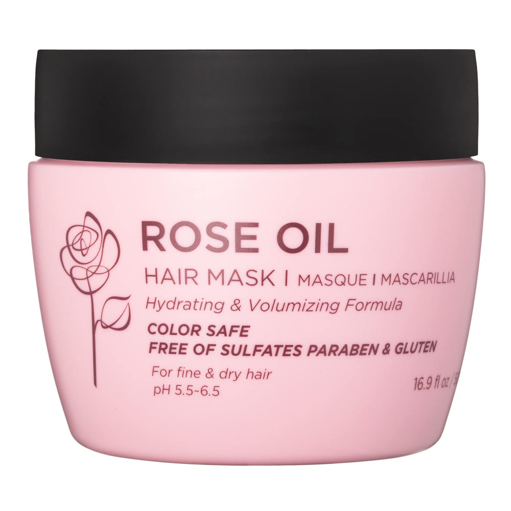 Luseta Rose Oil Hair Mask 16oz jar provides deep hydration for dry, fine hair