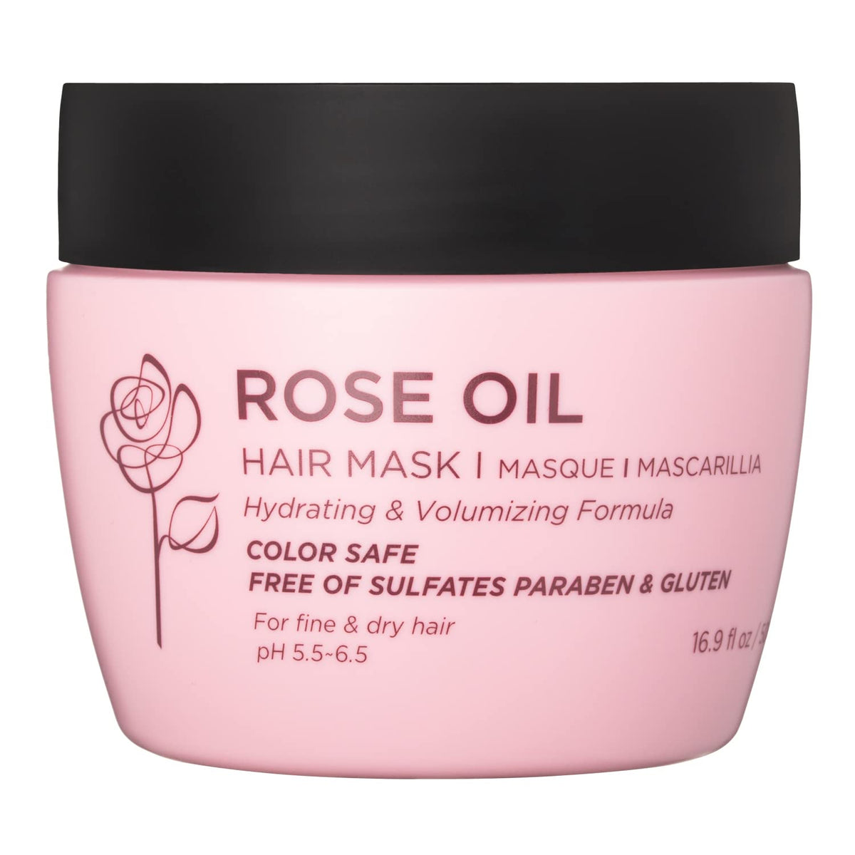Luseta Rose Oil Hair Mask 16oz jar provides deep hydration for dry, fine hair