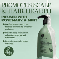 Luseta Rosemary Mint Strengthening Shampoo rich foamy lather for detangling.