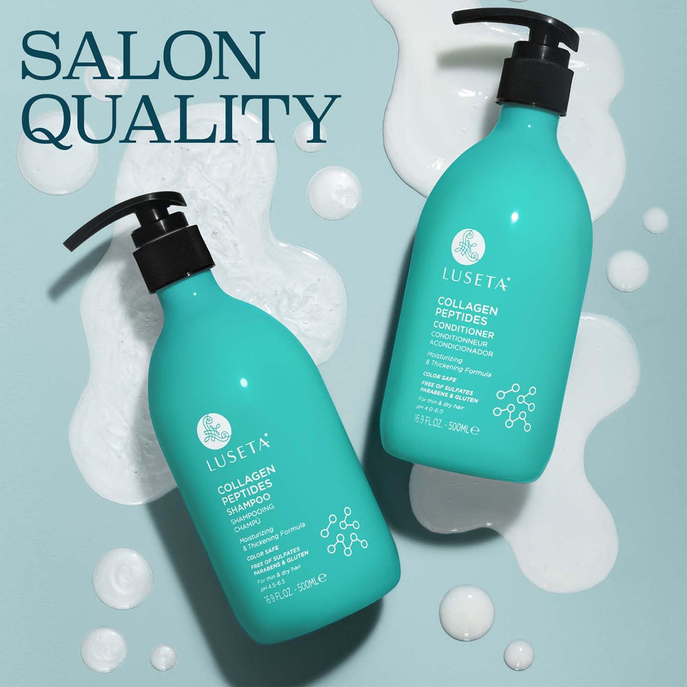 L Luseta flat lay shows 16.9oz bottles for value and routine prep.