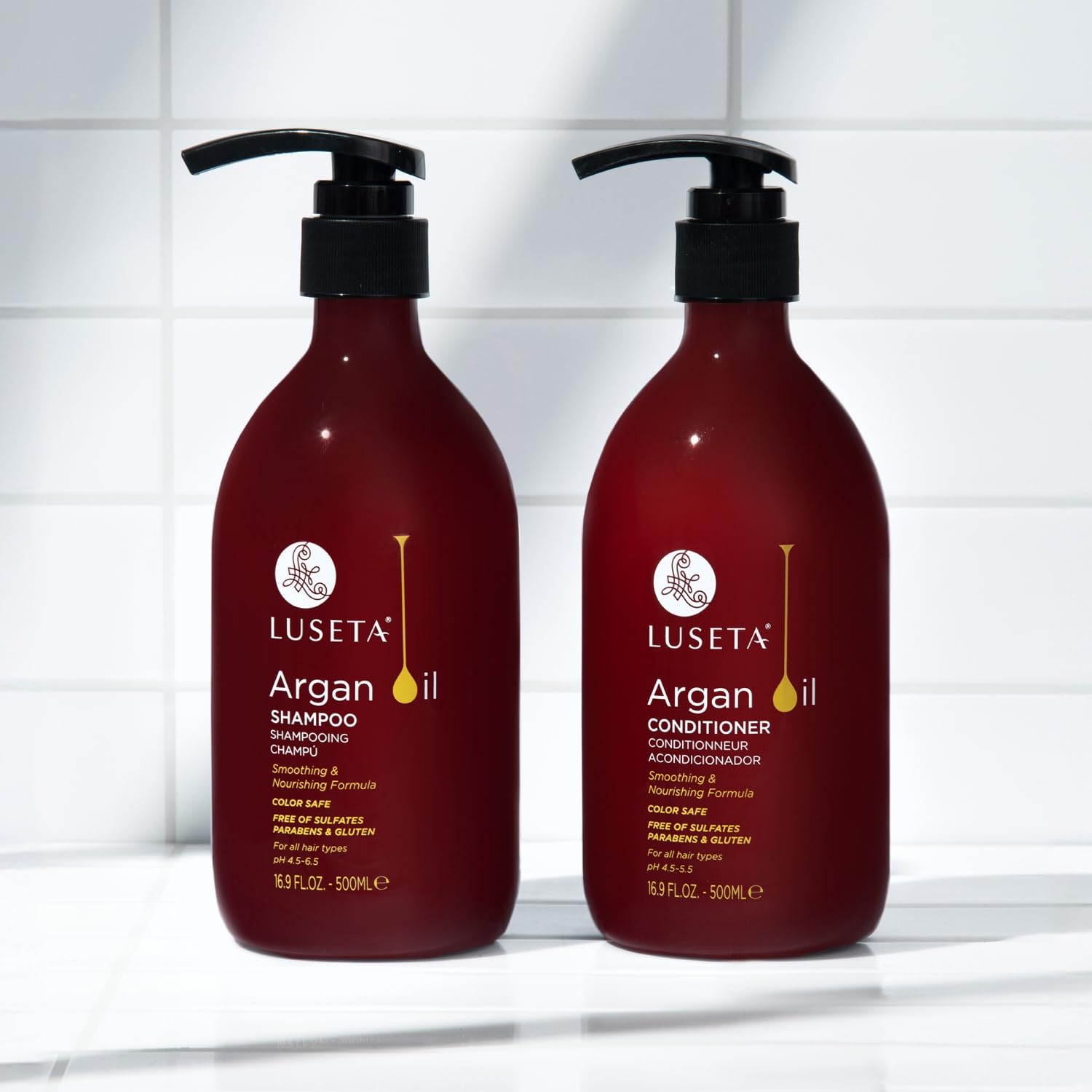 Luseta Sulfate-free formula label closeup signaling gentle cleansing for color-treated hair.