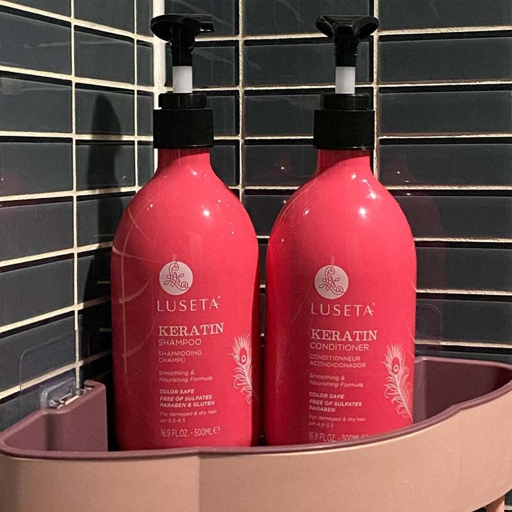L LUSETA sulfate-free label closeup reinforces safe, color-friendly cleansing.