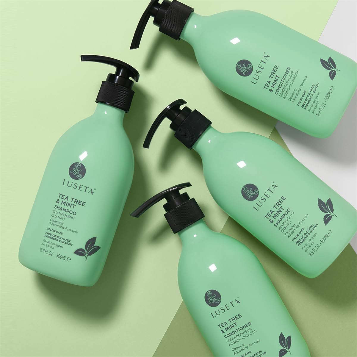 Luseta Tea Tree Mint Routine application demonstrates step-by-step hair care ritual.