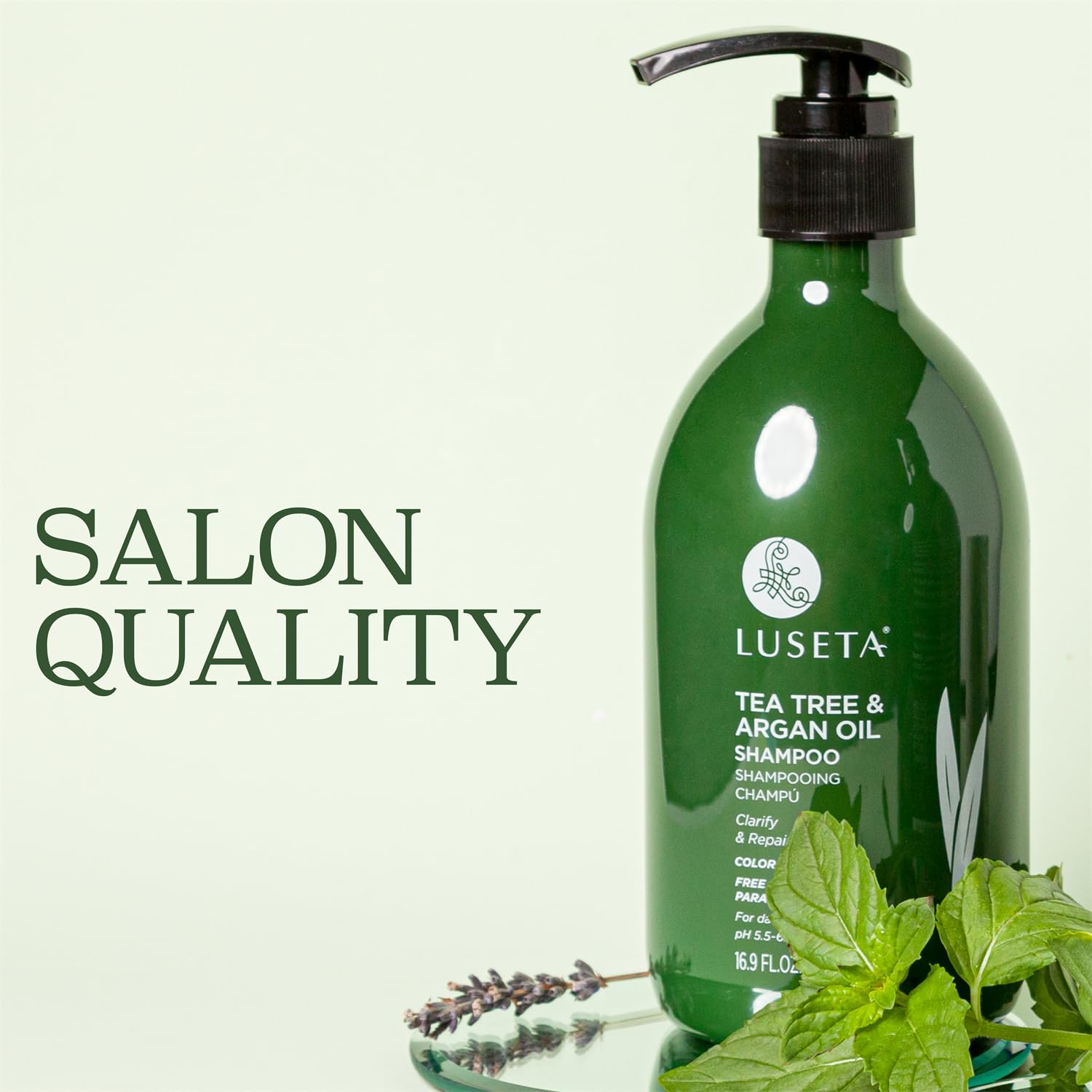 Luseta Tea Tree Shampoo scalp closeup shows soothing sensation during application.