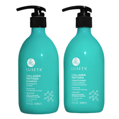 L Luseta Thickening Shampoo bottle closeup for fuller-looking hair.