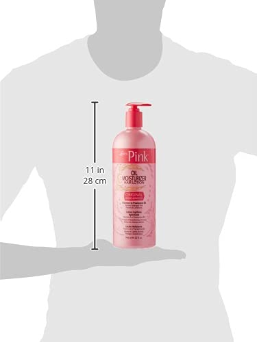Luster's Pink Oil Moisturizer dispensing-pump demonstrates easy application.