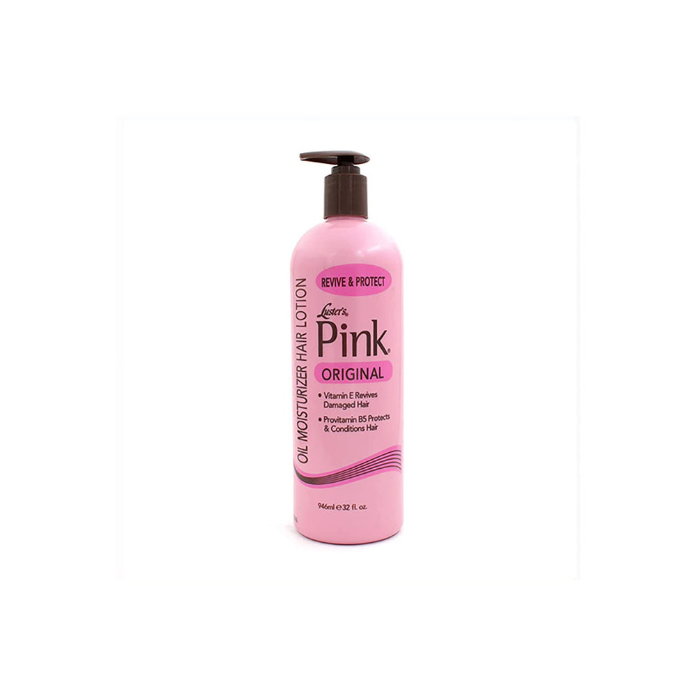 Luster's Pink Oil Moisturizer bottle front—lightweight moisture for dry, textured hair.