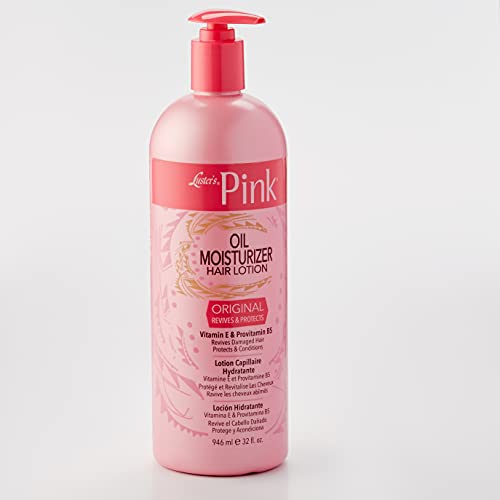 Luster's Pink Oil Moisturizer ingredients—Pro-Vitamin B5 and Vitamin E nourish hair.