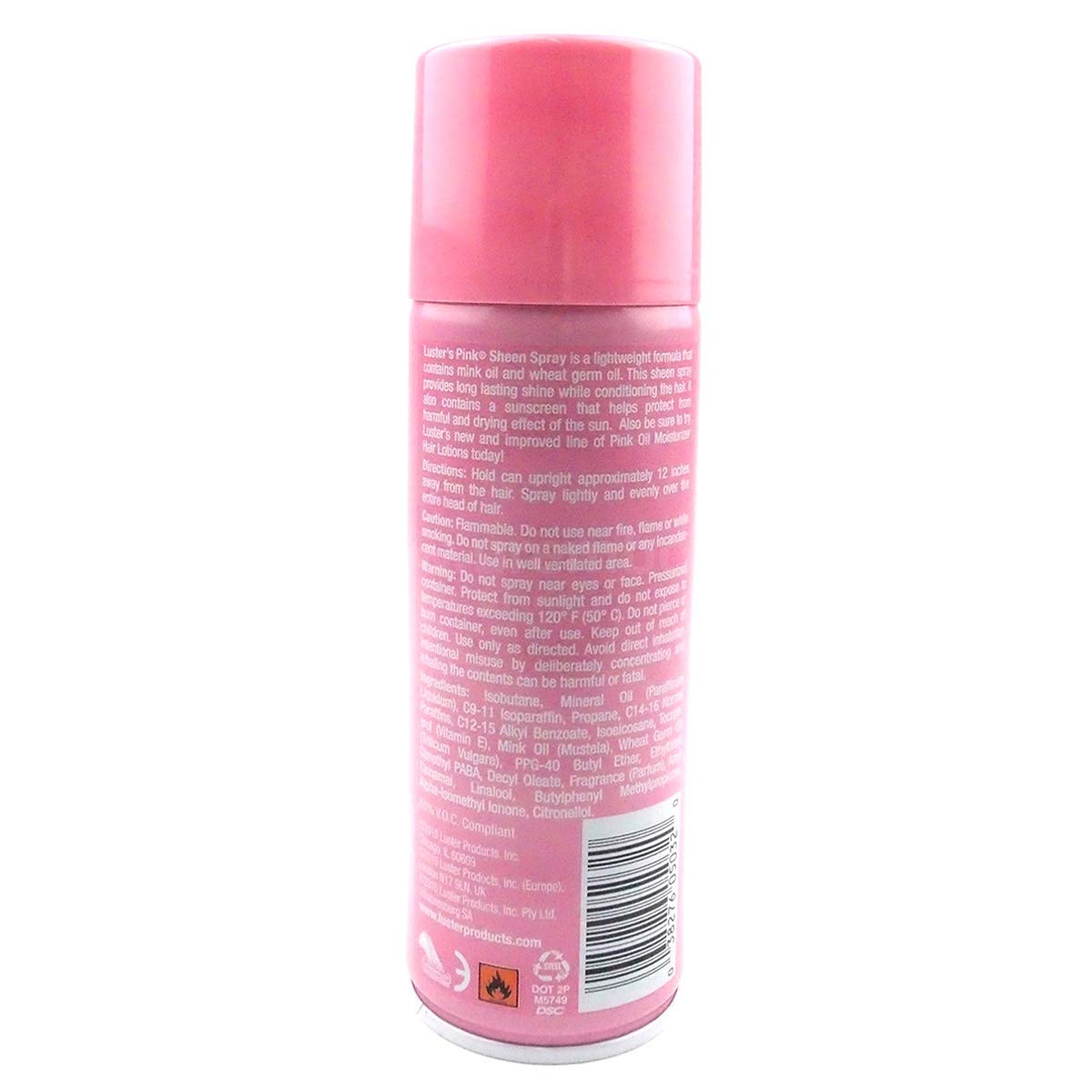 Luster's Pink Sheen Spray being spritzed for lightweight shine and soft texture.