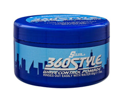 Luster's S-Curl 360 Wave Control Pomade packaging shows six-pack value for waves.