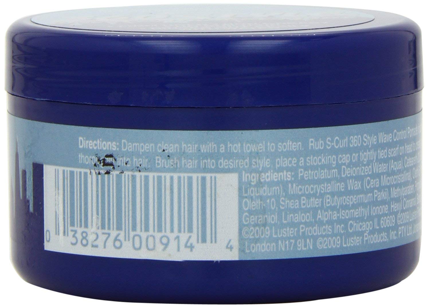 Luster's S-Curl 360 Wave Control Pomade six-pack indicates multi-session styling value.