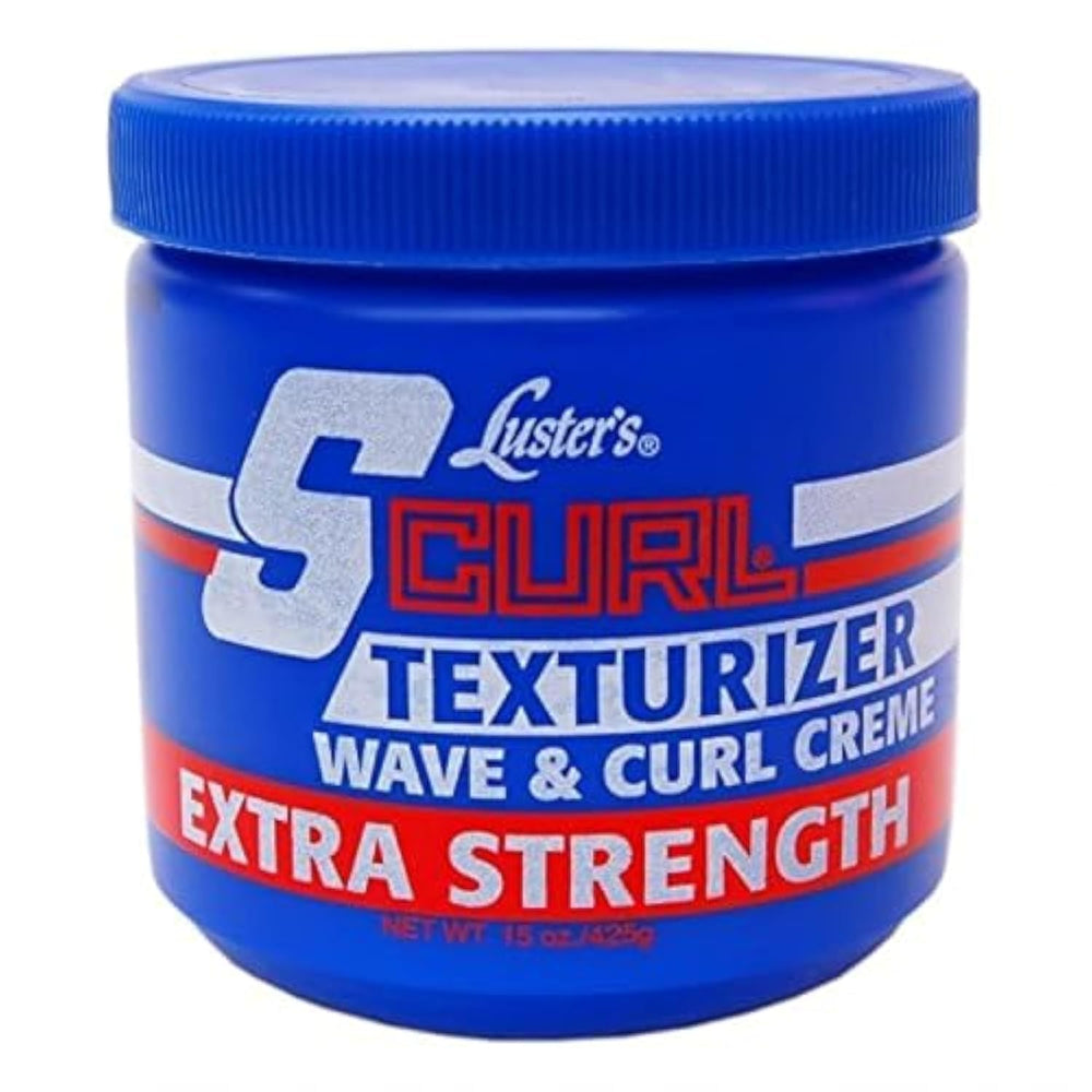 Luster's S Curl Texturizer Extra Strength jar for defined curls and moisture