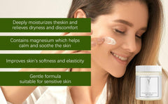 Close up of LUusmm Neuropathy Mama Oasis Lotion texture suggesting rich moisture