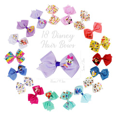 LUV HER 18pc Disney hair bow clips featuring favorite characters for versatile styling.