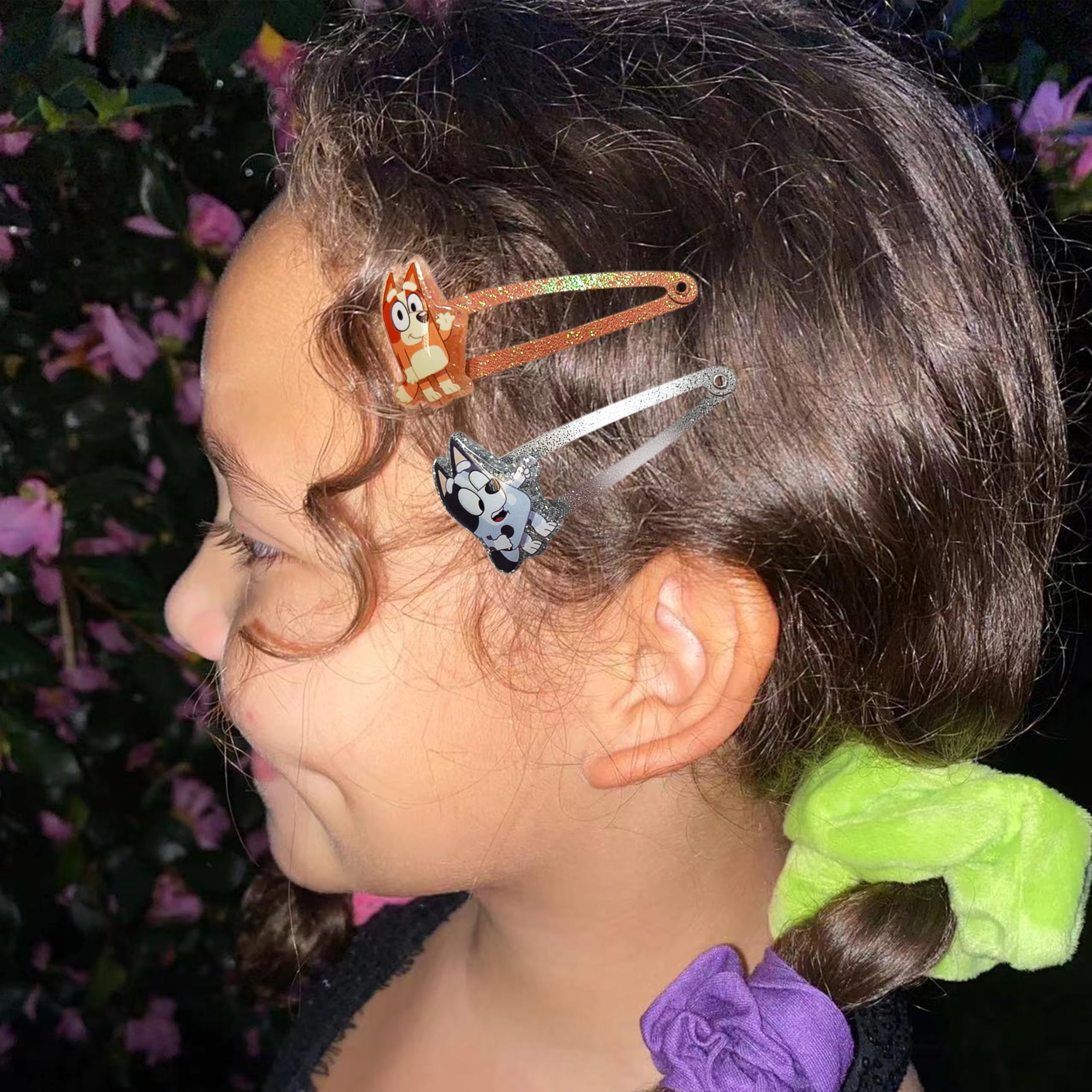 LUV HER Bluey clips on a child showcasing quick styling.