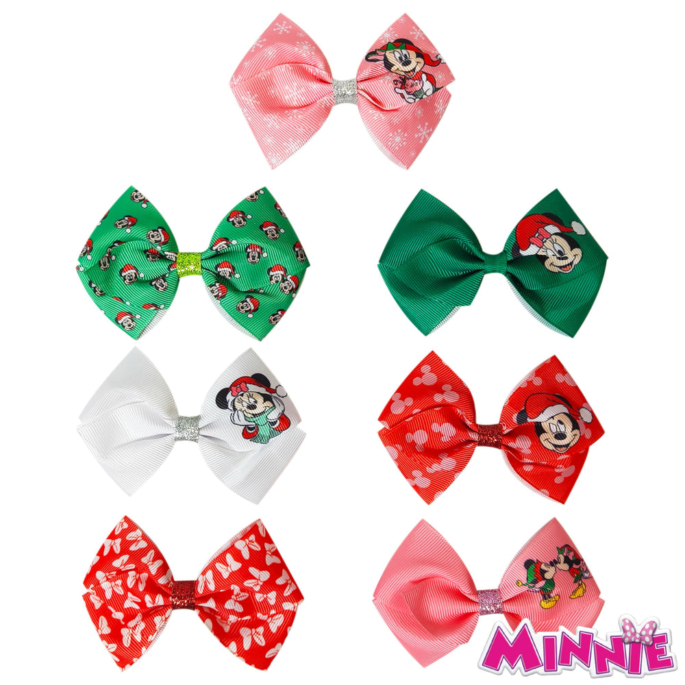 Luv Her Disney Christmas edition bows in 4 inch size with Minnie and Mickey.