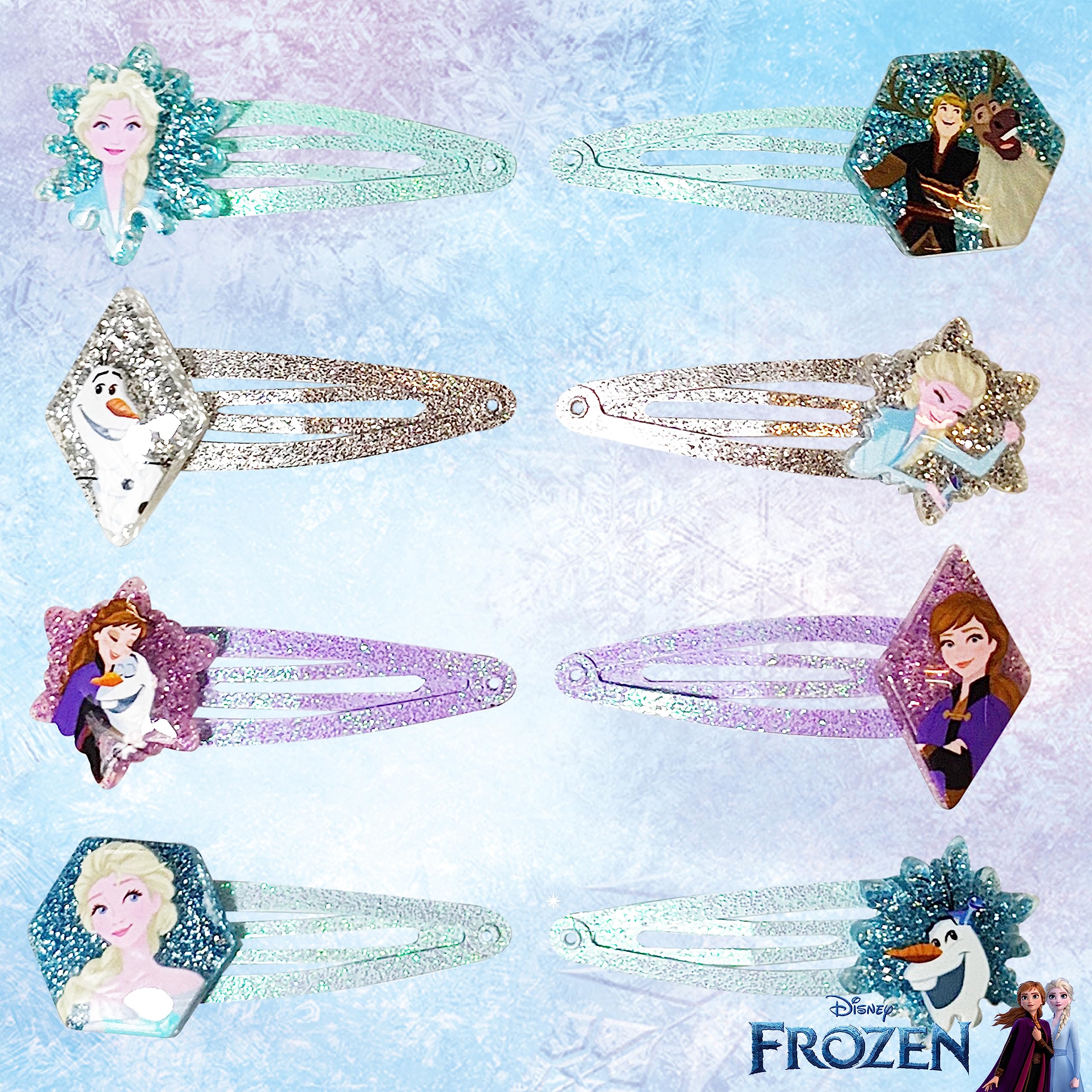 Luv Her Disney Frozen hair clips 8-pack front view ideal for fun, secure day wear