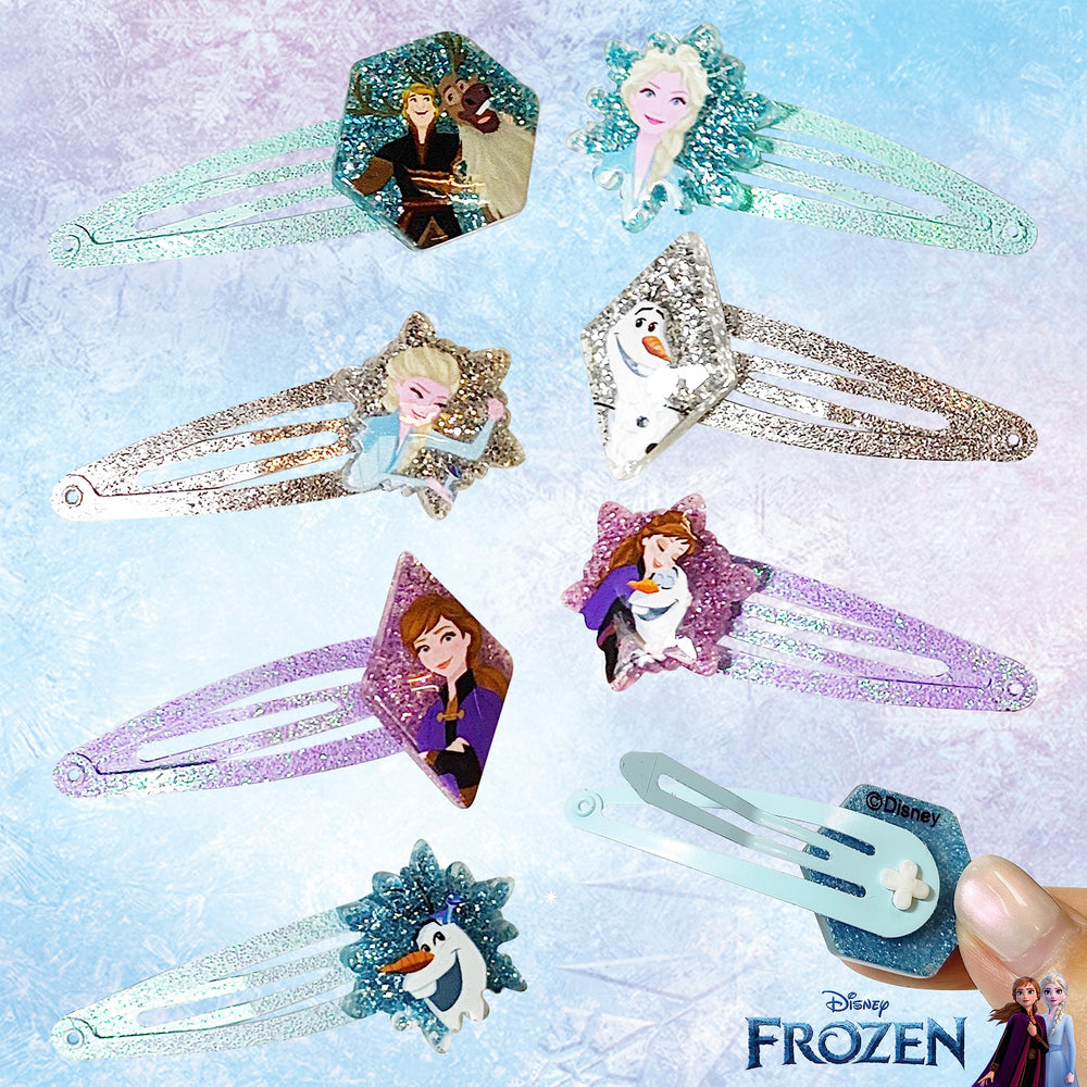 Luv Her Disney Frozen hair clips 8-pack worn by kids during dress-up