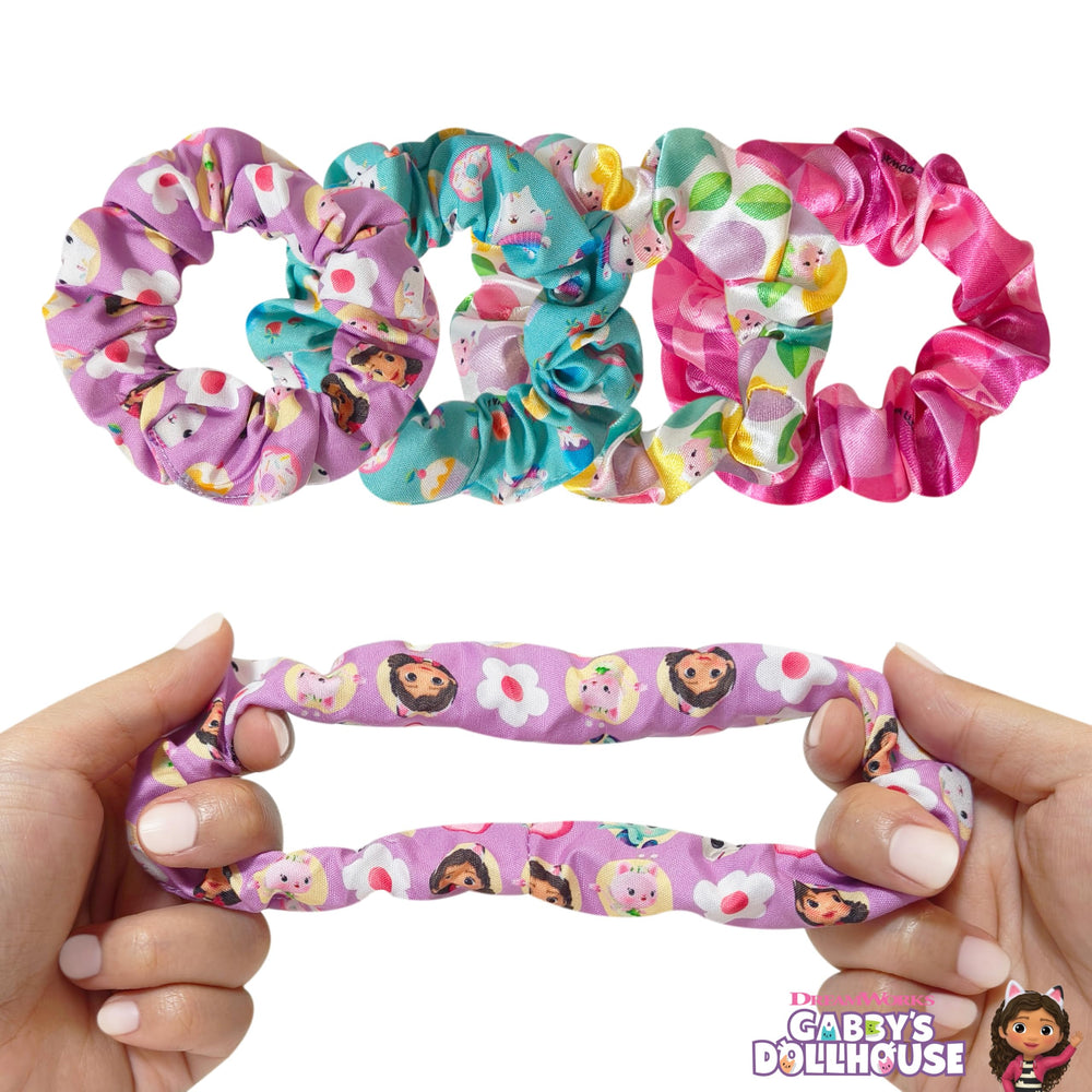 LUV HER Gabby’s Dollhouse scrunchies use soft fabric to protect hair.