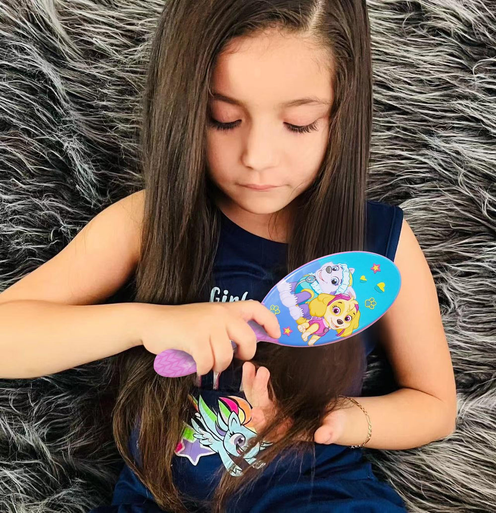 LUV HER Paw Patrol scrunchies closeup soft satin texture prevents snagging
