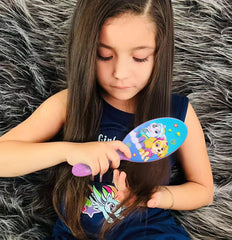 LUV HER Paw Patrol scrunchies closeup soft satin texture prevents snagging